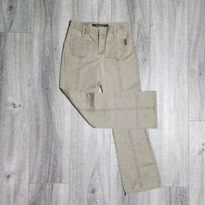 Vintage Y2K DKNY 100% Cotton Taupe Brown Straight Leg Casual Pants Womens Size 2